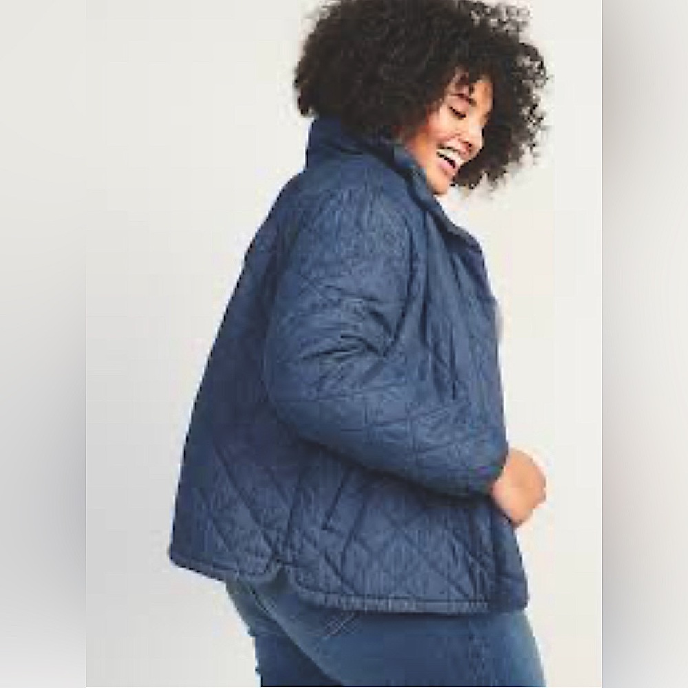 Old Navy Women’s Quilt Denim Lined Quilted Jacket Size L Blue Color